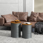HOMCOM Nesting Tables - Grey-Material: Metal, Fir Wood