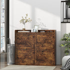 HOMCOM Slim Shoe Storage Cabinet with 4 Flip Drawers - Rustic Brown-Remove dividers to easily store shoes up to men's size 12 or even high heels