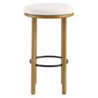 Modway Fable Boucle Fabric Bar Stools - Oak Ivory - Set of 2-Non-Marking Foot Glides