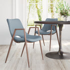 Zuo Desi Dining Chair - Azure Grey/Walnut - Set of 2-Chair Weight Capacity: Supports up to 350 lb