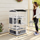 PawHut 4-Floor Outdoor Wood Cat House with Condo Entrances and Perch - Grey-Asphalt roof and frame with varnish coating can be adapted to outdoor use 