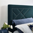 Modway Reese Nailhead Upholstered Linen Fabric Full/Queen Headboard - Azure-Soft Linen Fabric Upholstery