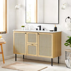 Modway Chaucer 48" Bathroom Vanity Cabinet - Oak-Metal Cabinet Knobs
