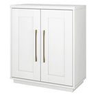 Hudson&Canal Tillman 28"W Accent Cabinet - White-Top weight capacity is 50 lbs, middle shelf can support 30 lbs, while lower shelf hold 45 lbs