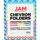 JAM Paper Plastic Colour POP Folders - 2 Pocket Durable Folders with 3 Hole Punch - Assorted Chevron Fashion Colours - 6 Pack-These folders are perfect for helping keep your important files safe, secure & organized at school, in the office, at home, or on the go!