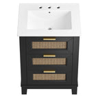 Modway Dixie 24" Solid Wood Bathroom Vanity - Black/White-8