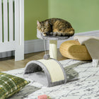 PawHut 18" Cat Scratching Tree and Kitty House with Hanging Toy - Grey-Lightweight, easy to move 