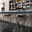 Homy Casa Classic Swivel 26" Counter Height Bar Stools with Black Faux Leather - 4 Pack-Footrest Included: Built-in footrest enhances comfort and relaxation.