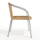 Flash Furniture Commercial Aluminum & Beige Rattan Indoor-Outdoor Restaurant Stack Chair-Integrated Arms