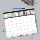 Blueline 12 Months Monthly Academic Desk Pad - August to July - 22" L x 17" W - Splash Design - Bilingual-Bilingual