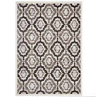 Modway Kalinda Rustic Vintage Moroccan Trellis Area Rug - 5 ft W x 8 ft L - Brown Beige/Ivory-Vintage Moroccan Trellis Area Rug