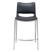 Zuo Ace Counter Stool - Black/Silver - Set of 2-Plush and durable faux leather fabric