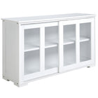 HOMCOM 42" L Modern Kitchen Storage Cabinet with 2 Sliding Glass Doors - White-Compact sideboard is perfectly for a smaller dining space