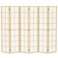 HOMCOM 6 Panel Freestanding Room Divider for Bedroom - Natural and White-Adds instant privacy in bedrooms, offices, or any room 
