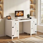 HOMCOM 53" Farmhouse Executive Desk with Drawers and 2 Cabinets - White Wood Grain-Multiple drawers and cabinets provide ample storage for organisation