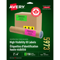 Avery High Visibility Assorted Neon Laser Labels - 2" x 4" - 150 Pack-Permanent Label