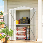 Outsunny Outdoor Storage Shed with Shelf - 4' x 1.3' - Light Grey-This shed is made of rustproof, UV-resistant galvanized steel for long-lasting use
