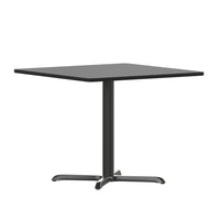 Flash Furniture 36'' Square Laminate Table Top, Black with 30'' x 30'' Table-Height Base (XUBK3636T3030)-Hospitality Table