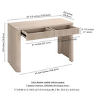 Hudson&Canal Palmera 47.5" Wide Rectangular Fluted Desk - Alder White-Product Dimensions: 47.5" L x 22" W x 30" H