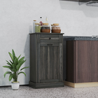 HOMCOM 10 Gallon Tilt Out Trash Sideboard Buffet Cabinet with Hidden Bin & Drawer - Charcoal Grey-The tilting door cabinet fits up to a 10 gallon trash can