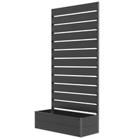 Outsunny Raised Garden Bed with Trellis for Climbing Plants - Black-Climbing plants and vines can grow up and around the back trellis
