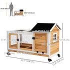 PawHut 29" H Rabbit Hutch with Wheels, Ramp, Run and Tray - Yellow-Removable tray for easy cleaning 
