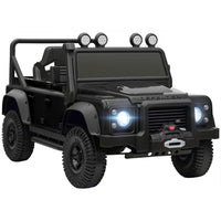 Qaba 12V Land Rover Licensed Kids Ride on Jeep Truck - Black-Licensed Land Rover Defender ride-on car offers realistic truck design 
