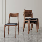 Manhattan Comfort Moderno 17.72" Modern Leatherette Upholstered Dining Chair - Walnut and Black - Set of 4-Frame Made of High Quality Ash Wood with Walnut Finish