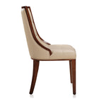 Manhattan Comfort Fifth Avenue 18.5" Traditional Faux Leather Upholstered Dining Chair - Cream and Walnut - Set of 2-Weight Capacity: 300 lb. Seat Height: 18.5"