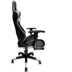 Nicer Furniture Racing Style Game Chair with Footrest - White-Hard plastic base ensures long-lasting durability and support.  