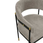Manhattan Comfort Lia 24.8" Modern Chenille Upholstered Dining Armchair - Stone - Set of 2-Stunning Metal Frame with Gold Accents and Floating Back Design