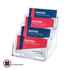 Deflecto Business Card Holder - 4 Compartments - Clear-Each compartment holds approximately 50 cards (Total capacity is 200 cards)