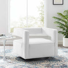 Modway Booth Performance Velvet Performance Velvet Swivel Armchair - White-Dense Foam Padding