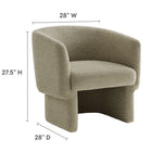 Modway Muse Boucle Fabric Barrel Accent Chair - Cork-Brushed Boucle Fabric Upholstery