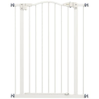 PawHut 29"-32" Pet Gate with Door Pressure Fit Dog Gate for Stairs - White-Door automatically closes if left open between a 30° and 90° angle
