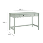 Modway Emmeline 47.64" 1-Drawer Scallop Writing Desk - Sage-Full-Glide Drawer