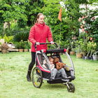 Aosom 2 Seat Bike Trailer for Kids 2-in-1 Double Baby Jogging Stroller - Red-Includes multiple zippered mesh doors and windows for ventilation 