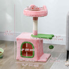 PawHut 28" Cat Tree Tower with Plush Top Bed - Pink/Green-Unique design with a dangling ball for endless interactive fun 