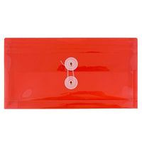 JAM Paper #10 Plastic Envelopes with Button and String Tie Closure, 5.25 x 10, Red Poly, 24 Pack (921B1reg)-Red