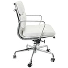 Plata Import Alark Office Chair Pu Leather Upholstery Low Back Metal Frame - White-Synchro Tilt