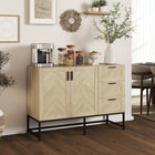 HOMCOM 46.1" L Sideboard Buffet Cabinet with 3 Drawers - Oak-Use it as a display cabinet, coffee station, or hallway storage unit