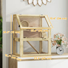 PawHut 30" H 3-Tier Wooden Hamster Cage with Deep Bottom, Hut, Seesaw, Exercise Wheel and Ramps-Includes toys like a seesaw, ramps, and a hut for entertainment 