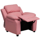 Flash Furniture Deluxe Padded Contemporary Pink Vinyl Kids Recliner with Storage Arms-Storage Arm Size: 3.25"W x 6"D x 11"H