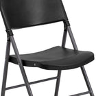 Flash Furniture HERCULES Black Plastic Folding Chair with Charcoal Frame-Steel Frame Supports on Sides of Seat