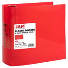 JAM Paper Plastic 4" 3-Ring Binder - Red-Colour: Red, Green, Blue & Orange | Be stylish and organized with colourful binders.