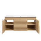 Modway Render 48" Wall-Mount Bathroom Vanity - Oak/White-7