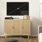 HOMCOM Boho 46.9" L Sideboard - Oak-Five pine wood legs with foot pads ensure stability