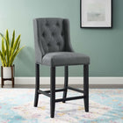 Modway Baronet Tufted Button Upholstered Fabric Counter Stool - Gray-Soft Polyester Fabric Upholstery