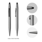 Cross Tech2 Metallic Lacquer with Glossy Black Dual-Function Ballpoint Pen with Stylus - Titanium Gray-A quick swivel action engages the ballpoint tip