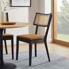Modway Caledonia Vegan Leather Upholstered Wood Dining Chairs - Black/Tan - 2 Pack-Assembly Required